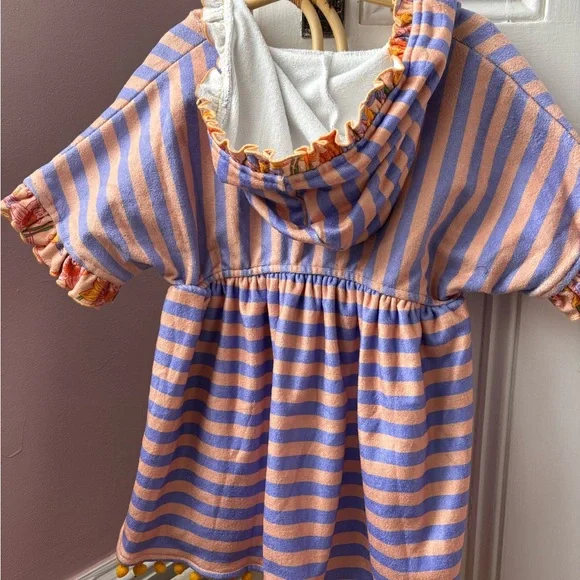 Matilda Jane Girls Purple and Peach Striped Hooded Swim Coverup - Picture 5 of 5